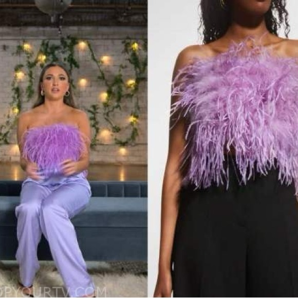 BRAND NWT LA MARQUE “ZAINA” Ostrich Feather Bustier in Lavender 🌟 Size XL - Picture 6 of 6